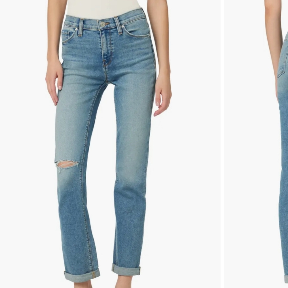 Husdon Nico Straight Leg Distressed Ankle Jeans - Size 27